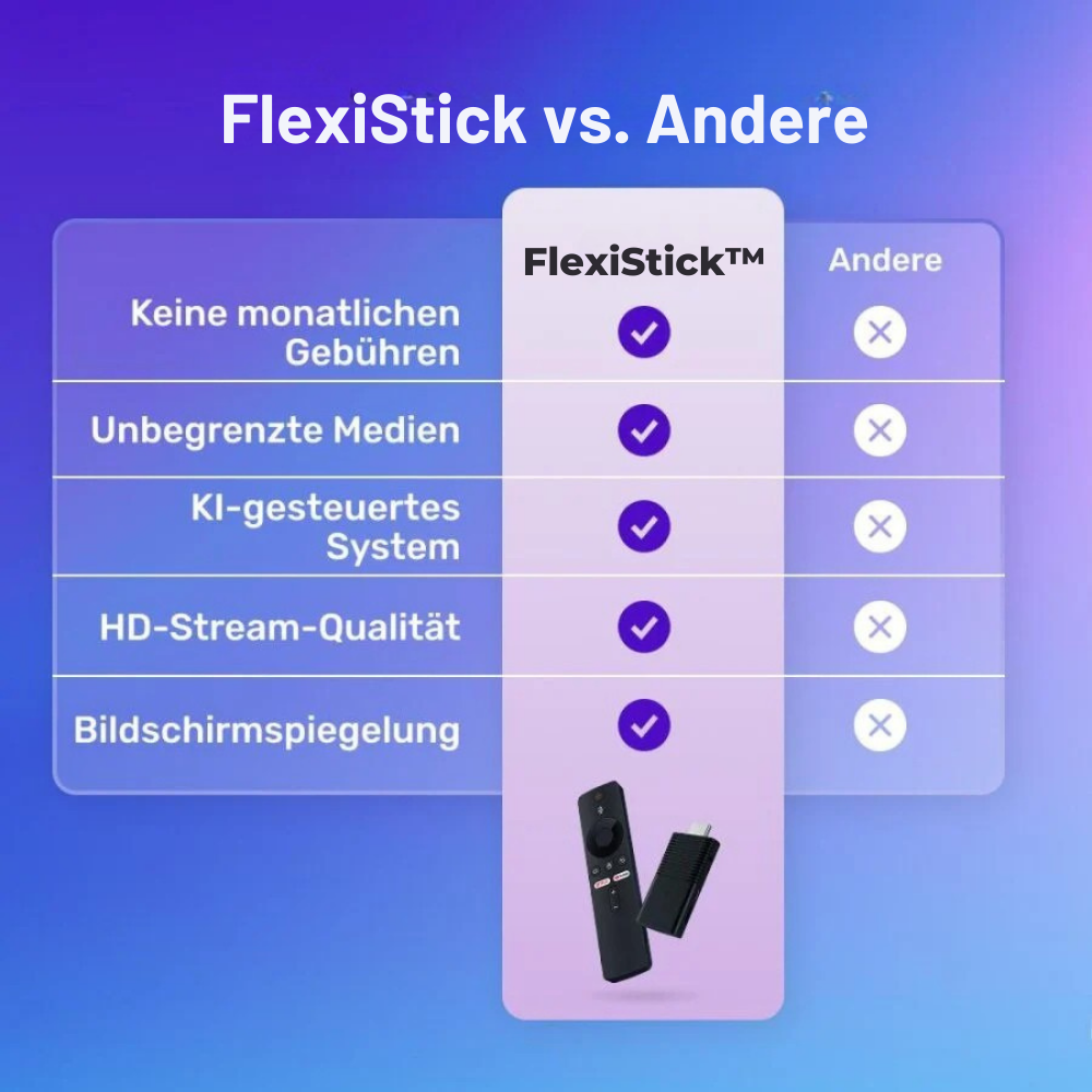 FlexiStick™ Verwandelt jeden Fernseher in ein Smart-TV ohne Abo